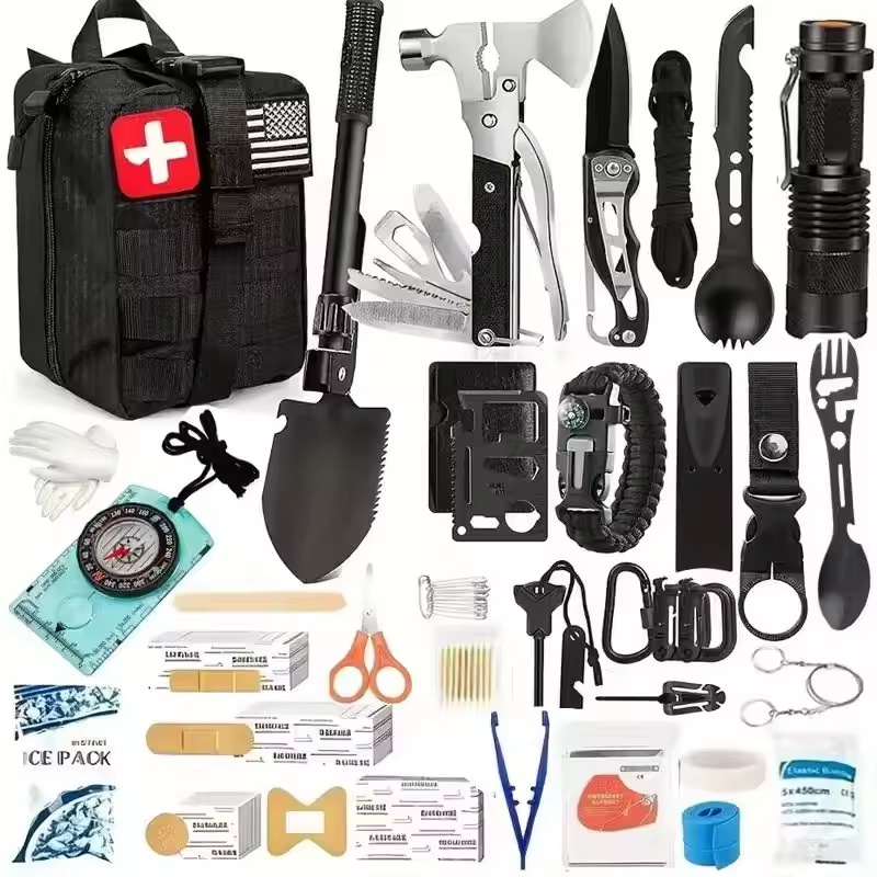 258-Piece Car Emergency Kit Portable Family Travel Tactical Hiking EVA Material Camping Essential Backpack Suitable for Sports Office Ship Unexpected Incidents